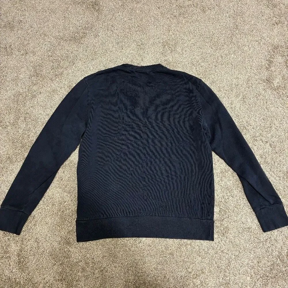 Levis Mens Small Navy Blue Batwing Logo Crew Neck Sweatshirt 100% Cotton Comfort